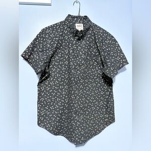 Naked & Famous Black and gold Japanese flower Floral Button Down Shirt size L